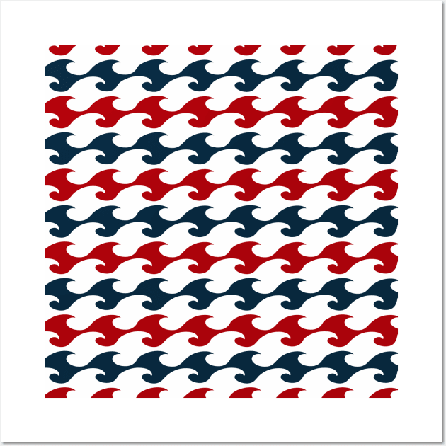 Red and Navy Blue Nautical Waves Wall Art by Peter the T-Shirt Dude